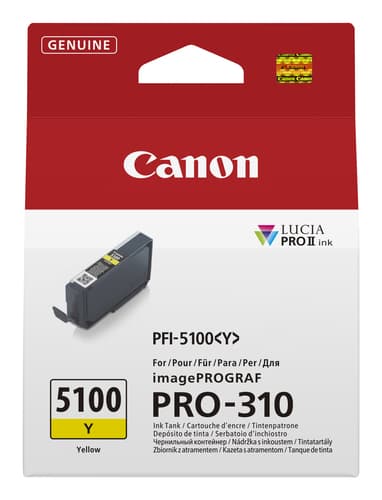 Canon PFI-5100 Y - 14.4 ml - yellow - original - hanging box - ink tank - for imagePROGRAF PRO-310
