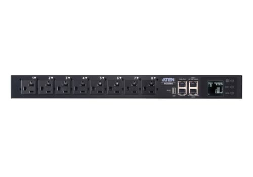 ATEN PG series PG5308G - Power distribution unit (rack-mountable) - 30A/32A, metered, eco - AC 100-240 V - 7680 VA - Ethernet 10/100/1000 - input: IEC 60309 32A - output connectors: 8 (6 x IEC 60320 C13, 2 x IEC 60320 C19) - 1U - 3 m cord — view 3