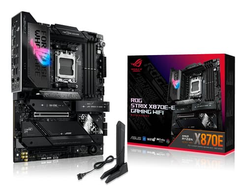 ASUS ROG STRIX X870E-E GAMING WIFI - Motherboard - ATX - Socket AM5 - AMD X870E Chipset - USB4, USB-C 3.2 Gen 2x2, USB-C 3.2 Gen2, USB 3.2 Gen 2, USB 3.2 Gen 1 - Wi-Fi 7, 5 Gigabit Ethernet, Bluetooth - onboard graphics (CPU required) - HD Audio (8-channel)