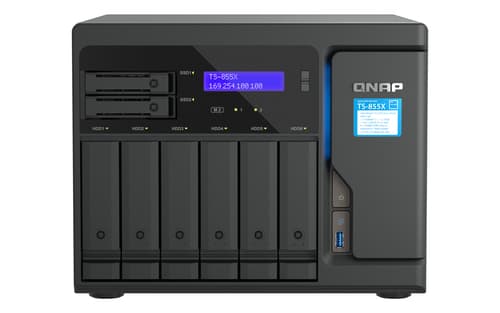 QNAP TS-855X - NAS server - 8 bays - SATA 6Gb/s - RAID 0, 1, 5, 6, 10, JBOD, 50, 60 - RAM 8 GB - 2.5 Gigabit Ethernet / 10 Gigabit Ethernet - iSCSI support