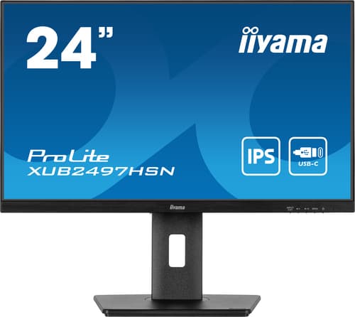 iiyama ProLite XUB2497HSN-B2 - LED monitor - 24" (23.8" viewable) - 1920 x 1080 Full HD (1080p) @ 100 Hz - IPS - 300 cd/m� - 1300:1 - 1 ms - HDMI, DisplayPort, USB-C - speakers - matte, black
