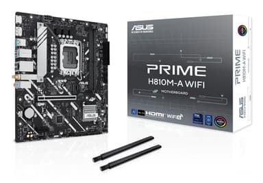 ASUS PRIME H810M-A WIFI - Motherboard - micro ATX - LGA1851 Socket - H810 Chipset - USB-C 3.2 Gen 1, USB 3.2 Gen 2, USB 3.2 Gen 1 - Gigabit LAN, Wi-Fi 6, Bluetooth - onboard graphics (CPU required) - HD Audio (8-channel)