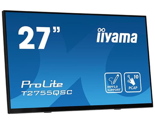 iiyama ProLite T2755QSC-B1 - LED monitor - 27" - touchscreen - 2560 x 1440 WQHD @ 75 Hz - IPS - 400 cd/m� - 1000:1 - 5 ms - HDMI, DisplayPort - speakers - matte black