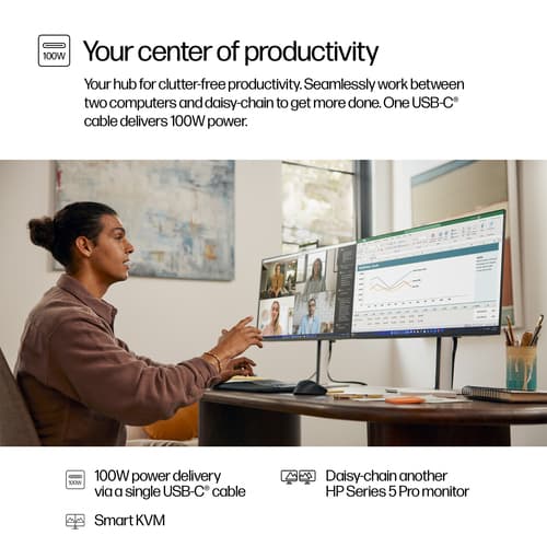 HP 527pm - Series 5 Pro - LED monitor - 27" - 2560 x 1440 QHD @ 100 Hz - IPS - 350 cd/m� - 1500:1 - 5 ms - HDMI, DisplayPort, USB-C - speakers - jet black, natural silver (stand), jet black (stand) - Smart Buy — view 7