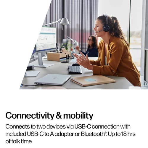 Poly Voyager Focus 2 - Headset - on-ear - Bluetooth - wireless - active noise cancelling - USB-C via Bluetooth adapter - black - Zoom Certified, Certified for Microsoft Teams — view 6
