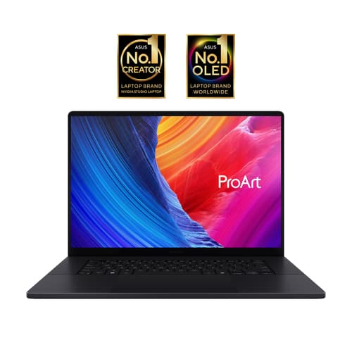 ASUS ProArt P16 OLED H7606WI-ME025W - AMD Ryzen AI 9 - HX 370 / up to 5.1 GHz - Win 11 Home - GeForce RTX 4070 - 32 GB RAM - 1 TB SSD NVMe - 16" OLED touchscreen 3840 x 2400 (4K) - Wi-Fi 7, Bluetooth - nano black — view 3