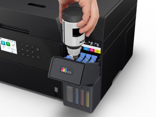 Epson EcoTank ET-3950 - Multifunction printer - colour - ink-jet - ITS - A4 (210 x 297 mm) (original) - A4/Letter (media) - up to 18 ppm (printing) - 250 sheets - USB, LAN, Wi-Fi(ac) - black — view 3