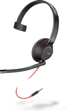 Poly Blackwire 5210 - Blackwire 5200 series - headset - on-ear - wired - 3.5 mm jack - black - Certified for Microsoft Teams, Certified for Skype for Business, Cisco Jabber Certified, Avaya Certified, Works With Chromebook Certified, Zoom Certified