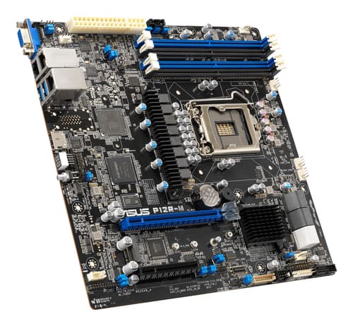 ASUS P12R-M/10G-2T - Motherboard - micro ATX - LGA1200 Socket - C252 Chipset - USB 3.2 Gen 2, USB 3.2 Gen 1 - 2 x 10 Gigabit LAN - onboard graphics — view 1