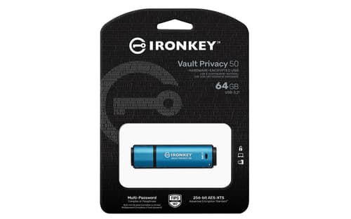Kingston IronKey Vault Privacy 50 Series - USB flash drive - encrypted - 64 GB - USB 3.2 Gen 1 - TAA Compliant — view 4