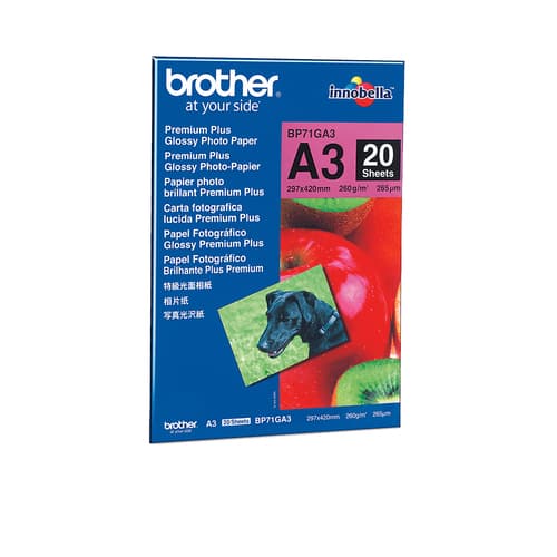 Brother Innobella Premium Plus BP71GA3 - Glossy - A3 (297 x 420 mm) - 260 g/m� - 20 sheet(s) photo paper - for Brother HL-J6000, MFC-J2340, J3540, J3940, J5630, J6580, J6583, J6983, J6995, J6997, J6999