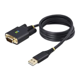 StarTech.com 3ft (1m) USB to Serial Adapter Cable, Interchangeable DB9 Screws/Nuts, COM Retention, USB-A to DB9 RS232, FTDI IC, Level-4 ESD Protection, Windows/macOS/ChromeOS/Linux - Rugged TPE Construction (1P3FFCB-USB-SERIAL) - USB / serial cable - USB (M) to DB-9 (M) - 1 m - black