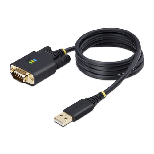 StarTech.com 3ft (1m) USB to Serial Adapter Cable, Interchangeable DB9 Screws/Nuts, COM Retention, USB-A to DB9 RS232, FTDI IC, Level-4 ESD Protection, Windows/macOS/ChromeOS/Linux - Rugged TPE Construction (1P3FFCB-USB-SERIAL) - USB / serial cable - USB (M) to DB-9 (M) - 1 m - black