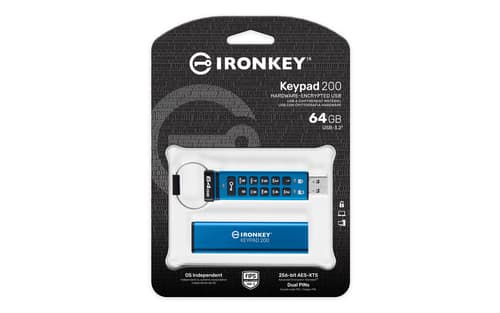 Kingston IronKey Keypad 200 - USB flash drive - encrypted - FIPS 140-3 Level 3 - 64 GB - USB 3.2 Gen 1 — view 4