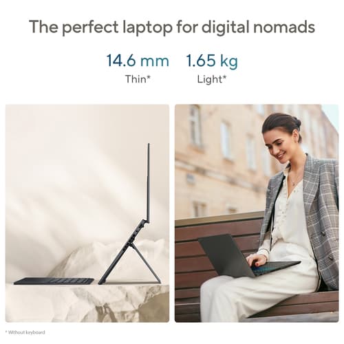 ASUS Zenbook Duo OLED UX8406CA-QL135W - 180-degree hinge design - Intel Core Ultra 7 - 255H / up to 5.1 GHz - Evo - Win 11 Home - Arc Graphics 140T - 16 GB RAM - 1 TB SSD NVMe - 14" OLED touchscreen 1920 x 1200 @ 120 Hz - Wi-Fi 7, Bluetooth - inkwell grey — view 14