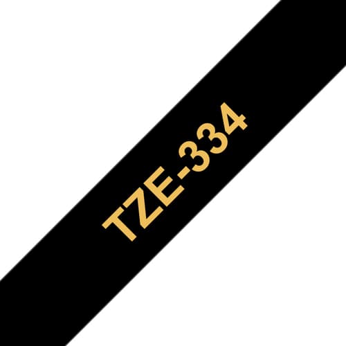 Brother TZe-334 - Standard adhesive - gold on black - Roll (1.2 cm x 8 m) 1 cassette(s) laminated tape - for Brother PT-D210, D600, H110, P-Touch PT-1005, 1880, E310, E800, P-Touch Cube Plus PT-P710