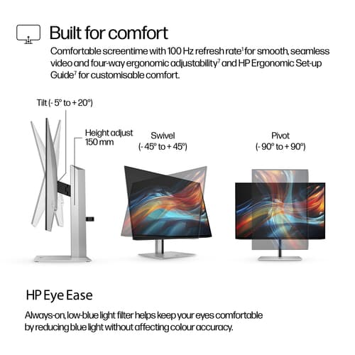 HP 724pu - Series 7 Pro - LED monitor - 24" - 1920 x 1200 WUXGA @ 100 Hz - IPS - 350 cd/m� - 1500:1 - 5 ms - HDMI, DisplayPort, USB-C - black, silver — view 8