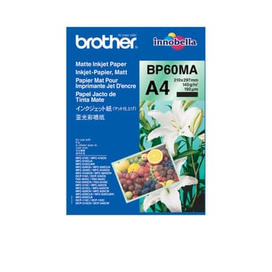 Brother BP60MA Matte Inkjet Paper - Matte - A4 (210 x 297 mm) - 145 g/m� - 25 sheet(s) paper - for Brother DCP-J1140, J1200, J1800, J4140, J926, J981, MFC-J2340, J3540, J3940, J4335, J739