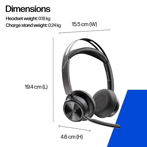 Poly Voyager Focus 2-M - Customer Special 1 - headset - on-ear - Bluetooth - wireless - active noise cancelling - USB-C via Bluetooth adapter - black - Certified for Microsoft Teams — view 7