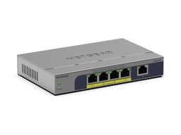 NETGEAR GS105P - Switch - unmanaged - 1 x 10/100/1000 + 4 x 10/100/1000 (PoE+) - desktop, wall-mountable - PoE+ (63 W)