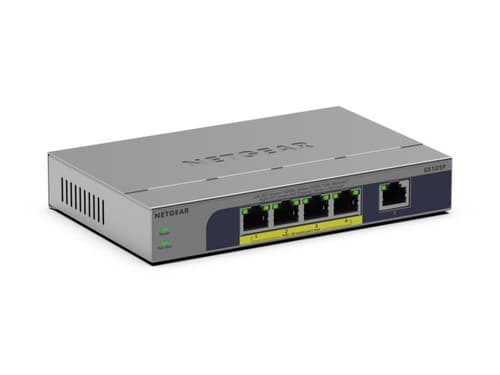 NETGEAR GS105P - Switch - unmanaged - 1 x 10/100/1000 + 4 x 10/100/1000 (PoE+) - desktop, wall-mountable - PoE+ (63 W)
