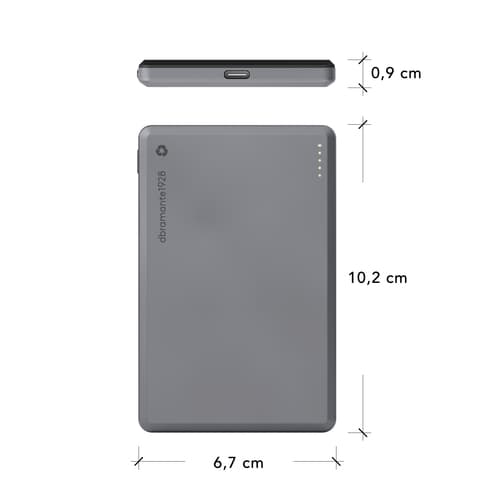 dbramante1928 re-charge - Power bank - MagSafe - 5000 mAh - 20 Watt - Apple 2.4A, BC 1.2, PD 2.0, PD 3.0, QC 2.0, QC 3.0, PE 1.1+, PE 2.0+ - 2 output connectors (24 pin USB-C, magnetic) - on cable: USB-C - grey — view 6