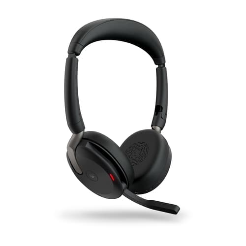Jabra Evolve2 65 Flex MS Stereo - Headset - on-ear - Bluetooth - wireless - active noise cancelling - USB-A - black - Certified for Microsoft Teams