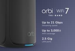 NETGEAR Orbi 870 Series RBE870B - Wi-Fi system - (router) - up to 3,000 sq.ft - mesh 10GbE, 2.5GbE, Wi-Fi 7 Multi-Band