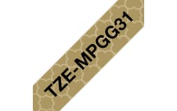 Brother TZe-MPGG31 - Black on gold geometric - Roll (1.2 cm x 4 m) 1 cassette(s) laminated tape - for Brother PT-H110, P-Touch PT-E310, P-Touch Cube PT-P300, P-Touch Cube Pro PT-P910
