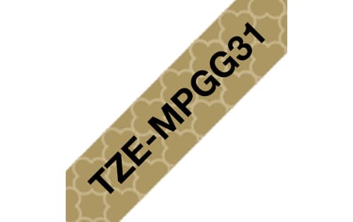 Brother TZe-MPGG31 - Black on gold geometric - Roll (1.2 cm x 4 m) 1 cassette(s) laminated tape - for Brother PT-H110, P-Touch PT-E310, P-Touch Cube PT-P300, P-Touch Cube Pro PT-P910