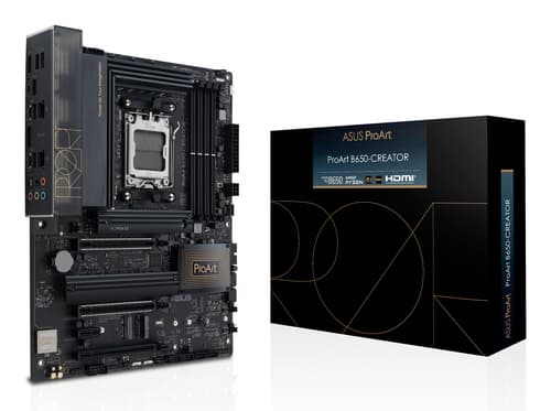ASUS ProArt B650-CREATOR - Motherboard - ATX - Socket AM5 - AMD B650 Chipset - USB 3.2 Gen 1, USB 3.2 Gen 2, USB-C 3.2 Gen2, USB-C 3.2 Gen 2x2 - Gigabit LAN, 2.5 Gigabit LAN - onboard graphics (CPU required) - HD Audio (8-channel)