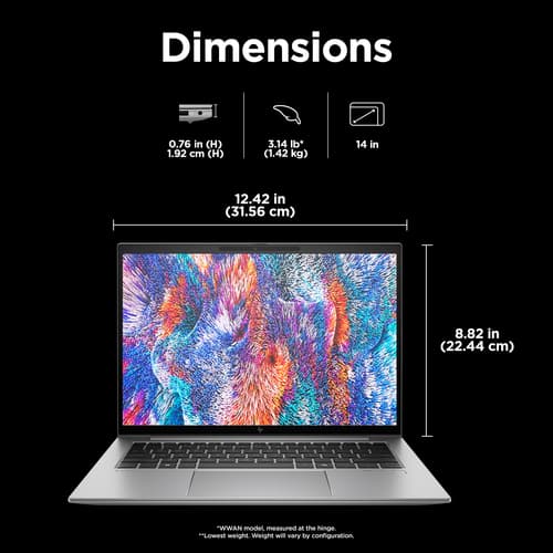 HP ZBook Firefly 14 G11 Mobile Workstation - Intel Core Ultra 7 - 155H / up to 4.8 GHz - Win 11 Pro - RTX A500 - 32 GB RAM - 1 TB SSD NVMe - 14" IPS 1920 x 1200 - Wi-Fi 6E, Bluetooth - kbd: UK — view 6