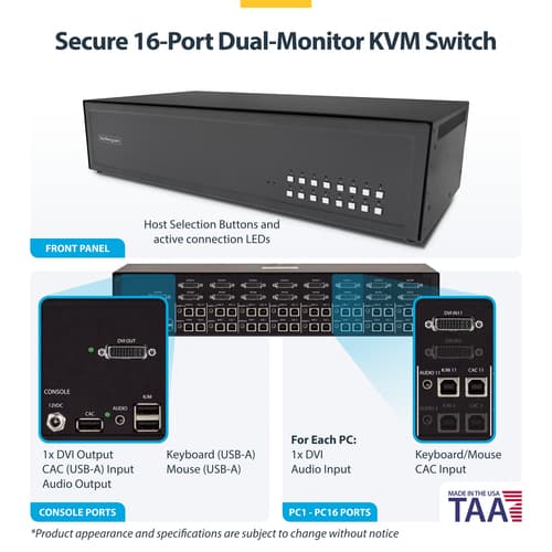 StarTech.com - KVM switch - secure - 16 x KVM port(s) - 1 local user - desktop — view 5
