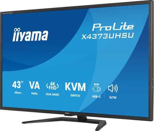 iiyama ProLite X4373UHSU-B2 - LED monitor - 43" (42.5" viewable) - 3840 x 2160 4K @ 60 Hz - VA - 450 cd/m� - 4000:1 - HDR10 - 3 ms - 2xHDMI, DisplayPort - speakers - matte, black — view 5