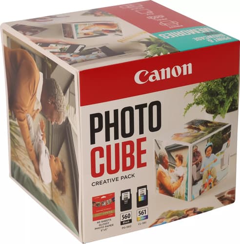 Canon Photo Cube Creative Pack - 2-pack - black, colour (cyan, magenta, yellow) - original - ink cartridge / paper kit - for PIXMA TS5350, TS5350i, TS5351, TS5351i, TS5352, TS5353, TS7450, TS7450i, TS7451, TS7451i