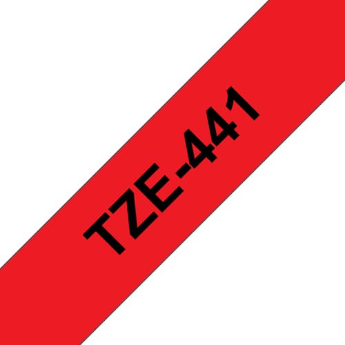 Brother TZe-441 - Standard adhesive - black on red - Roll (1.8 cm x 8 m) 1 cassette(s) laminated tape - for Brother P-Touch Cube Plus PT-P710BT, PT-P710BTH, P-Touch EDGE PT-P750WVP and P-Touch.