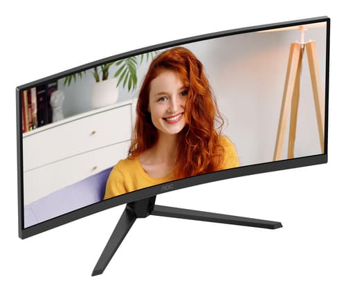 AOC Basic-line CU34B3E - B3 Series - LED monitor - curved - 34" - 3440 x 1440 WQHD @ 120 Hz - VA - 300 cd/m� - 3500:1 - HDR10 - 1 ms - HDMI, DisplayPort - black — view 9