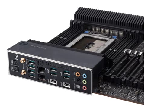 ASUS Pro WS WRX80E-SAGE SE WIFI - Motherboard - extended ATX - Socket sWRX8 - AMD WRX80 Chipset - USB-C Gen 2x2, USB-C Gen2, USB 3.2 Gen 2, USB 3.2 Gen 1 - 2 x 10 Gigabit LAN, Wi-Fi 6, Bluetooth - HD Audio (8-channel) — view 8