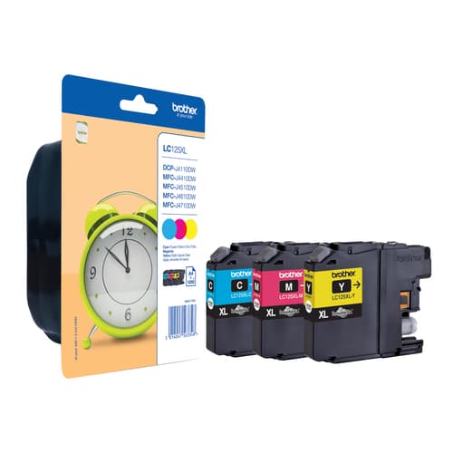 Brother LC125XL Rainbow Pack - High capacity - yellow, cyan, magenta - original - blister - ink cartridge - for Brother DCP-J4110DW, MFC-J4410DW, MFC-J4510DW, MFC-J6520DW, MFC-J6720DW, MFC-J6920DW — view 1