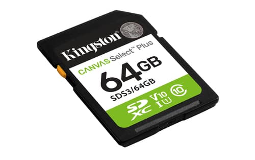 Kingston Canvas Select Plus - Flash memory card - 64 GB - Video Class V10 / UHS-I U1 / Class10 - SDXC UHS-I — view 3
