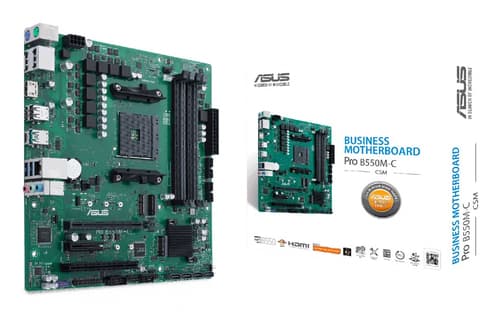 ASUS Pro B550M-C/CSM - Motherboard - micro ATX - Socket AM4 - AMD B550 Chipset - USB-C Gen2, USB 3.2 Gen 1, USB 3.2 Gen 2 - Gigabit LAN - onboard graphics (CPU required) - HD Audio (8-channel)