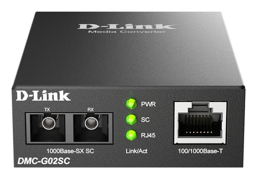 D-Link DMC G02SC - Fibre media converter - 1GbE - 10Base-T, 100Base-TX, 1000Base-T, 1000Base-SX - RJ-45 / SC multi-mode - up to 550 m - 850 nm