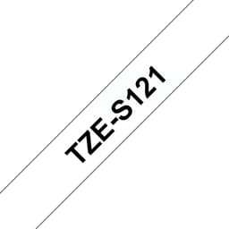 Brother TZe-S121 - Extra strong self-adhesive - black on clear - Roll (0.9 cm x 8 m) 1 cassette(s) laminated tape - for P-Touch PT-E310, E550, P900, P-Touch Cube Plus PT-P710, P-Touch Cube Pro PT-P910
