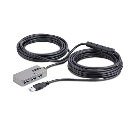 StarTech.com USB Extender Hub, 10m USB 3.0 Extension Cable with 4-Port USB Hub, Active/Bus Powered USB Repeater Cable, Optional 20W Power Supply Included - USB-A Hub w/ ESD Protection (U01043-USB-EXTENDER) - Hub - 4 x USB 3.2 Gen 1 - desktop