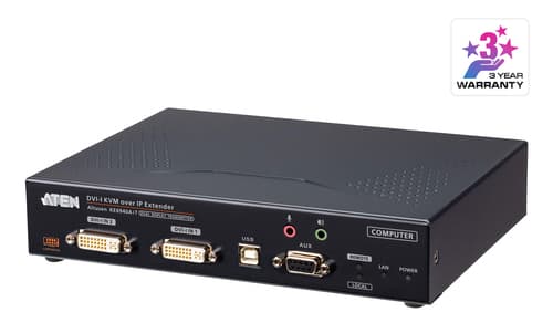 ATEN KE6940AIT DVI-I Dual Display KVM over IP Transmitter with Internet Access - KVM / audio / serial / USB extender - transmitter - USB - up to 10 km - for P/N: CS1144DP4UN — view 1