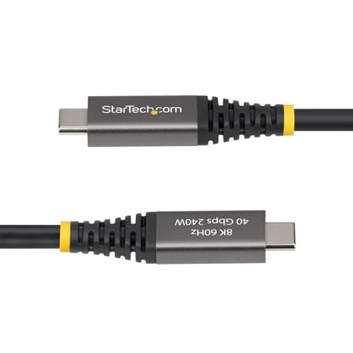 StarTech.com - USB cable - 24 pin USB-C (M) to 24 pin USB-C (M) - USB4 / Thunderbolt / DisplayPort 2.1 - active, up to 40 Gbps data transfer rate, 4K240Hz support, 8K60Hz support, Power Delivery 3.1 support, extended power range (EPR) - black — view 4