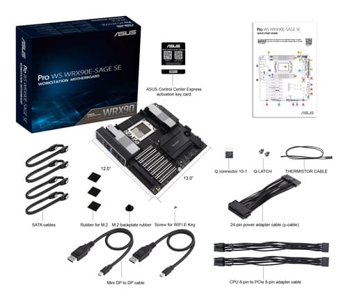 ASUS PRO WS WRX90E-SAGE SE - Motherboard - SSI EEB AST2600 - Socket sTR5 - AMD WRX90 Chipset - USB 3.2 Gen 1, USB-C 3.2 Gen 2x2, USB4 - Gigabit LAN - onboard graphics (CPU required) - HD Audio (6-channel) — view 8