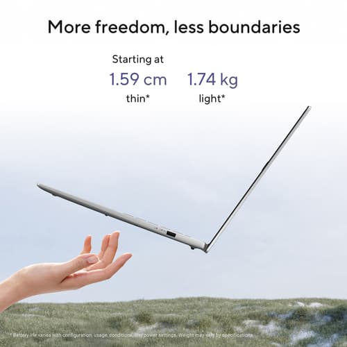 ASUS Vivobook S 16 S3607QA-PL004W - Snapdragon X - X1-26-100 / up to 2.9 GHz - Win 11 Home - Qualcomm Adreno - 16 GB RAM - 512 GB SSD NVMe - 16" 1920 x 1200 @ 144 Hz - Wi-Fi 6E, Bluetooth - cool silver — view 20
