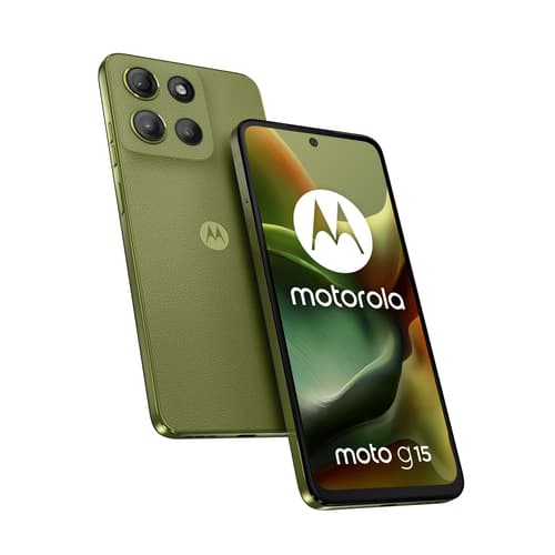 Motorola Moto G15 - 4G smartphone - dual-SIM - RAM 4 GB / Internal Memory 128 GB - microSD slot - LCD display - 6.72" - 2400 x 1080 pixels (60 Hz) - 2x rear cameras 50 MP, 5 MP - front camera 8 MP - iguana green