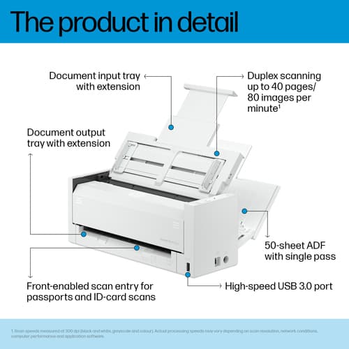 HP Scanjet Pro 4200 s1 - Document scanner - Duplex - 216 x 5842 mm - 1200 dpi x 1200 dpi - up to 40 ppm (mono) / up to 40 ppm (colour) - ADF (50 sheets) - up to 4500 scans per day - USB 3.0 — view 9